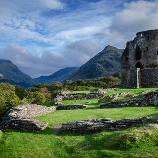 Dolbadarn Castle viewed on a sunny day near the Royal Victoria Hotel Llanberis.